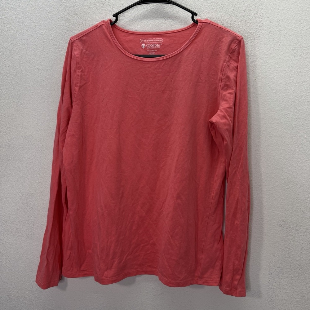Coolibar Morada Everyday L/S V-Neck T-shirt Women's M UPF 50+ Coral Pink Bamboo